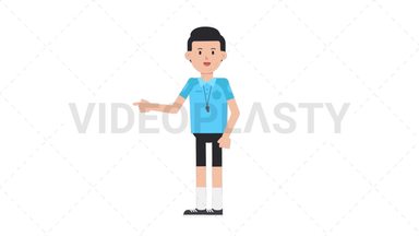 White Male EU Referee Pointing Left Stock Animation