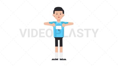 White Male EU Referee Putting on Face Mask Stock Animation