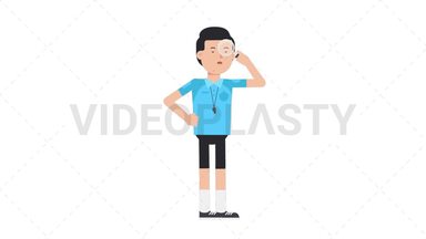 White Male EU Referee Searching with a Magnifying Glass Stock Animation