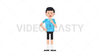 White Male EU Referee Shortness of Breath Stock Animation