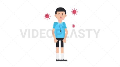 White Male EU Referee Sick with Covid Stock Animation