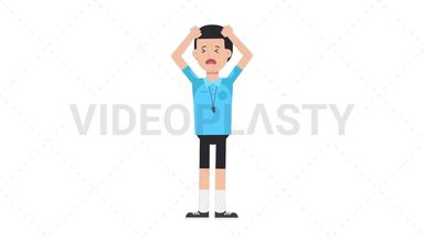 White Male EU Referee Stressed Stock Animation