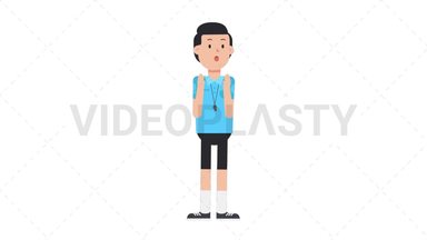 White Male EU Referee Surprised Stock Animation