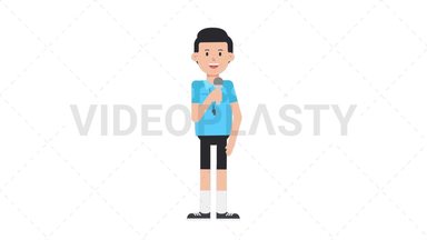 White Male EU Referee Talking on Microphone Stock Animation