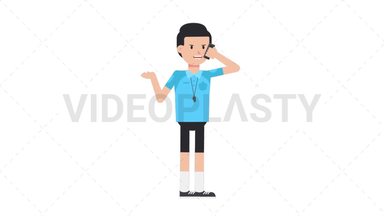 White Male EU Referee Talking on the Phone Angry Stock Animation