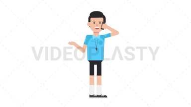 White Male EU Referee Talking on the Phone Happy Stock Animation