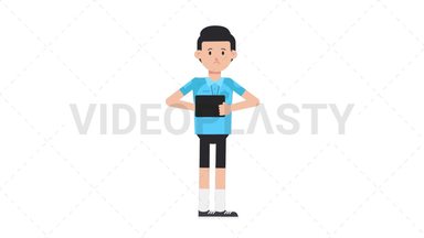 White Male EU Referee Using Tablet Sad Stock Animation