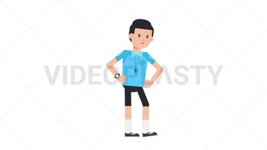 White Male EU Referee Waiting Stock Animation