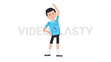 White Male EU Referee Warmup Exercise Stock Animation