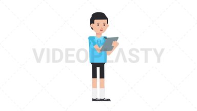 White Male EU Referee Writing on Clipboard Stock Animation
