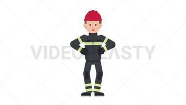 White Male Firefighter Angry Stock Animation