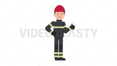 White Male Firefighter Approve Stock Animation