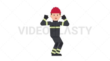 White Male Firefighter Cheer Stock Animation