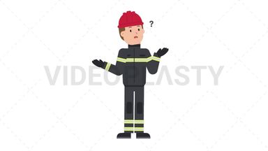 White Male Firefighter Confused Stock Animation