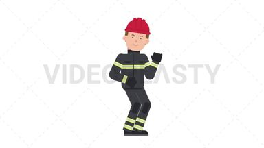 White Male Firefighter Dancing Stock Animation