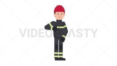 White Male Firefighter Disapprove Stock Animation