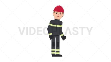 White Male Firefighter Dizzy Stock Animation