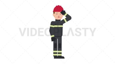 White Male Firefighter Fever Stock Animation