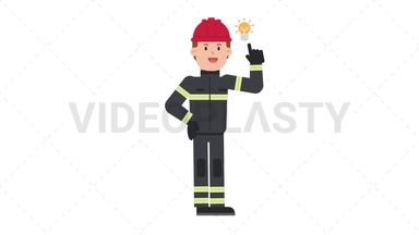 White Male Firefighter Idea Stock Animation