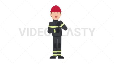 White Male Firefighter Laughing Stock Animation