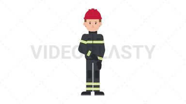 White Male Firefighter Sad Stock Animation