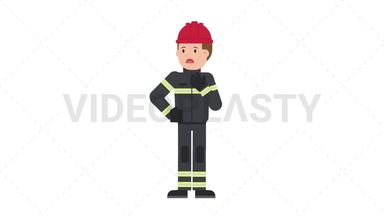 White Male Firefighter Shortness of Breath Stock Animation