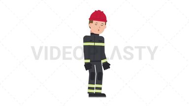 White Male Firefighter Sleepy Stock Animation
