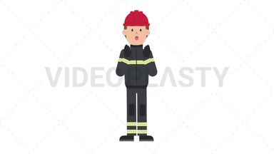 White Male Firefighter Surprised Stock Animation
