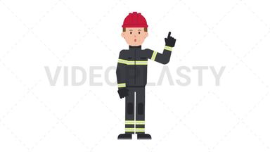 White Male Firefighter Thinking Stock Animation