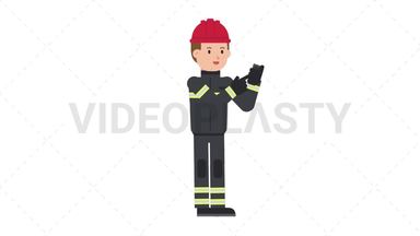 White Male Firefighter Using Phone Stock Animation