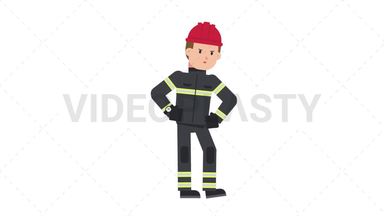 White Male Firefighter Waiting Stock Animation