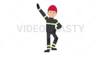 White Male Firefighter Warmup Exercise Stock Animation