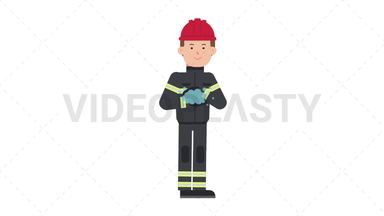 White Male Firefighter Washing Hands Stock Animation