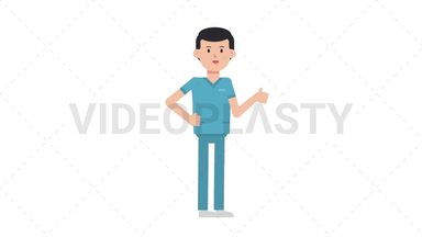 White Male Nurse Approve Stock Animation