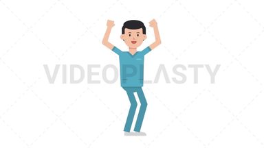 White Male Nurse Cheer Stock Animation