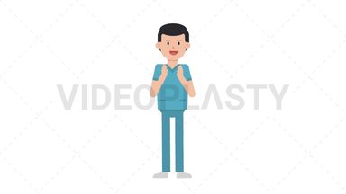 White Male Nurse Clapping Stock Animation