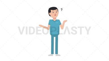 White Male Nurse Confused Stock Animation