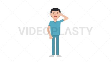 White Male Nurse Crying Stock Animation