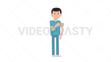 White Male Nurse Drinking Coffee Stock Animation