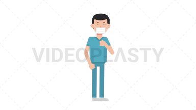 White Male Nurse Face Mask Coughing Stock Animation