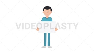 White Male Nurse Holding Poster Stock Animation