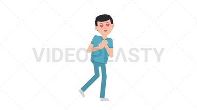 White Male Nurse In Love Stock Animation