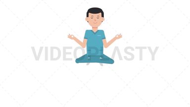 White Male Nurse Meditating Stock Animation