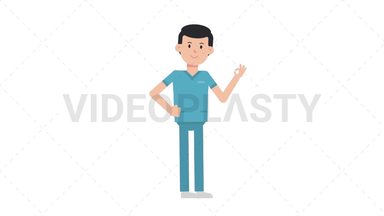 White Male Nurse Ok Stock Animation