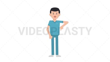 White Male Nurse Pointing Below Stock Animation
