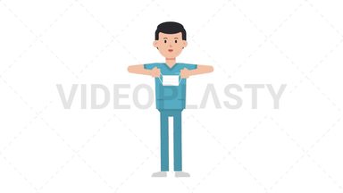 White Male Nurse Putting on Face Mask Stock Animation