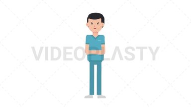 White Male Nurse Sad Stock Animation