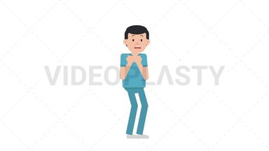 White Male Nurse Scared Stock Animation