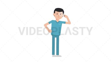 White Male Nurse Searching with a Magnifying Glass Stock Animation