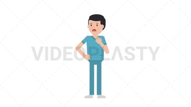 White Male Nurse Shortness of Breath Stock Animation